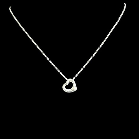 TIFFANY & CO. Open Heart Pendant Necklace Elsa Peretti Sterling Silver 925 T & C - Picture 6 of 6